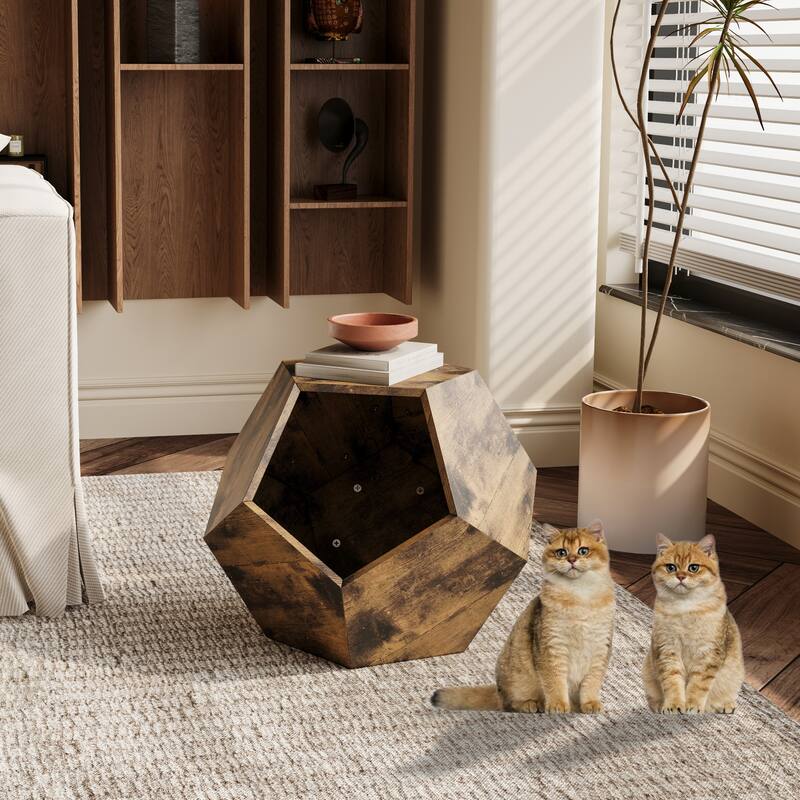Sofa Side Table Planter MDF Multifunctional Furniture - Antique brown