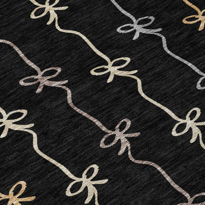 Machine Washable Indoor/ Outdoor Modern Bow Stripe Chantille Rug