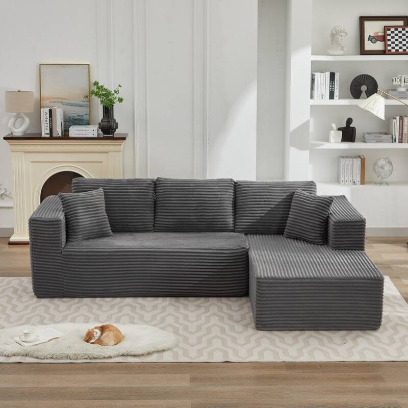 106" Cloud Sectional Couch L-Shape with Left Facing Chaise(Single Seat is not included),Deep Seat Modern Modular Sofa