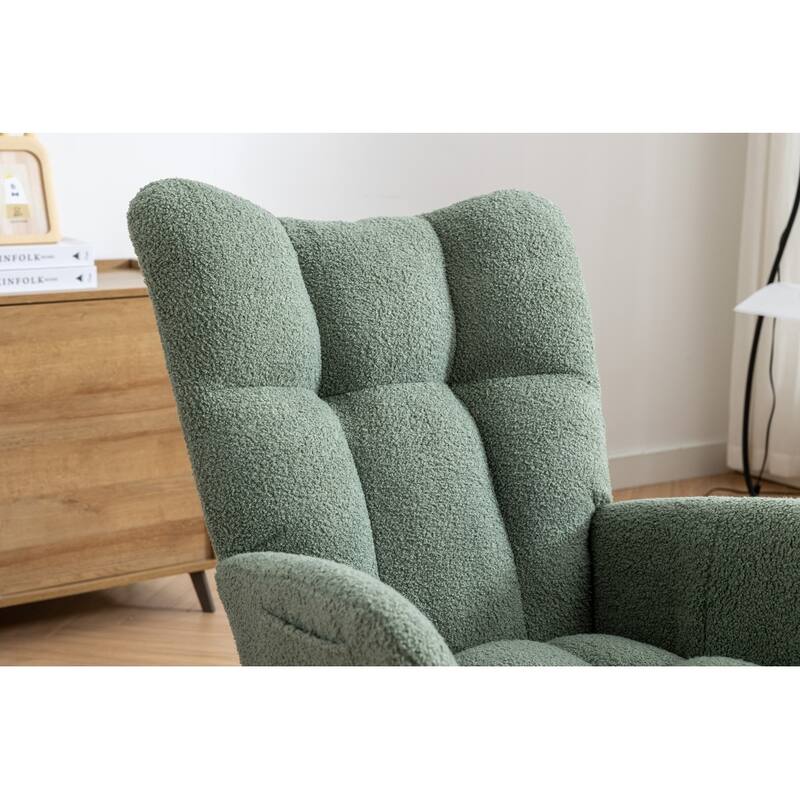 Rocking Chair Upholstered Glider Rocker Rocking Accent Chair Padded Seat with High Backrest Armchair
