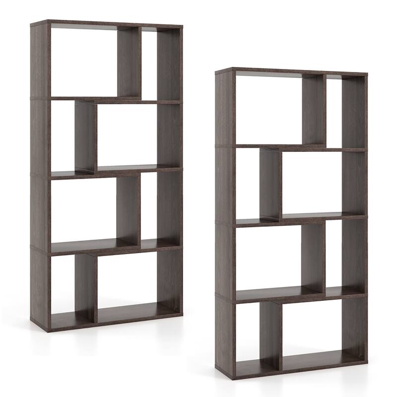 Gymax 4-Tier Geometric Bookshelf 48''/120 CM High Bookcase Modern