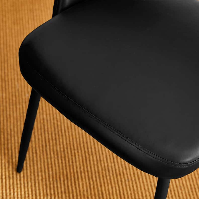 Glitzhome Mid-Century Modern Quilted PU Leather Dining Side Chair with Metal Tapered Legs