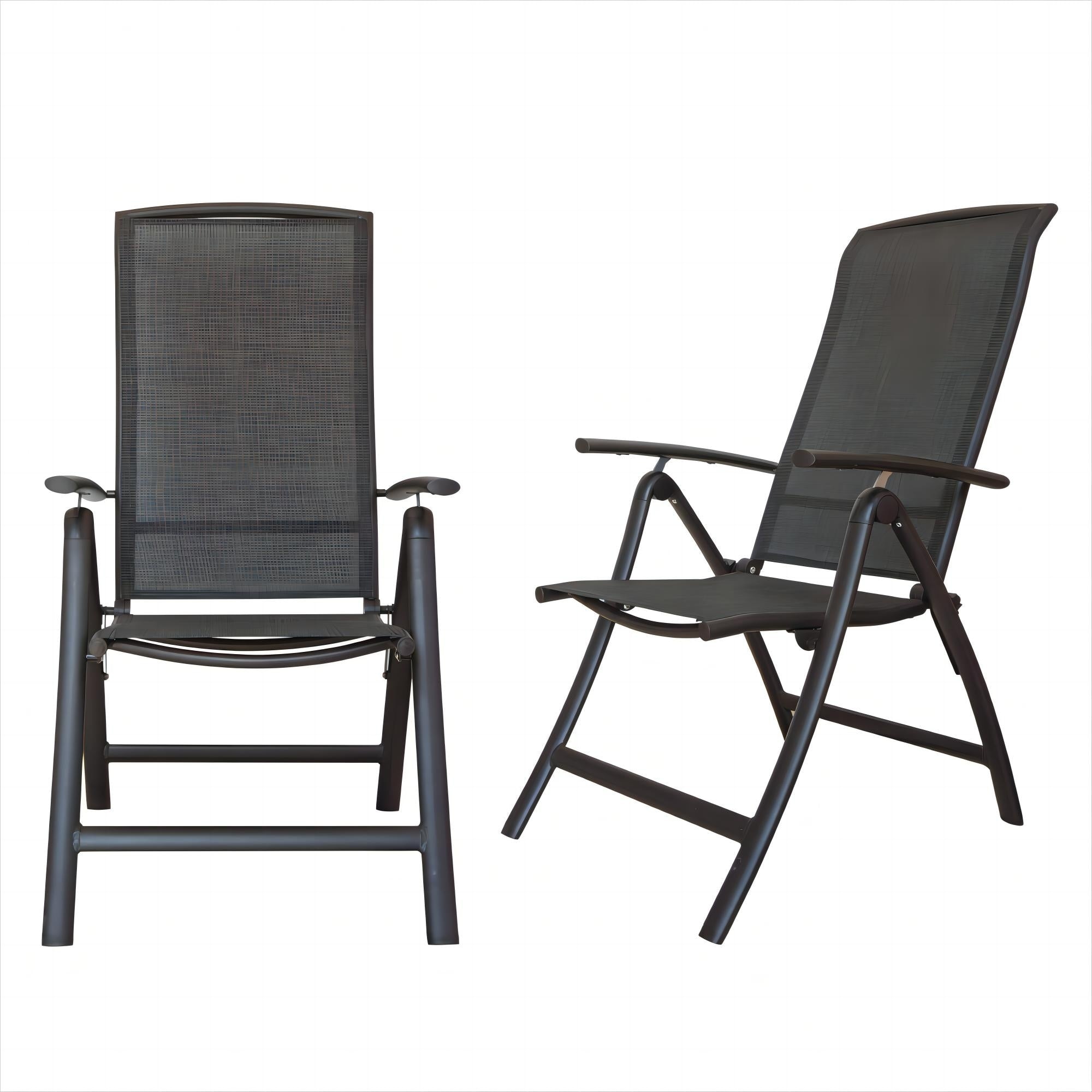 Folding Patio Chairs Set of 2, Aluminium Frame Reclining Sling Lawn Chairs