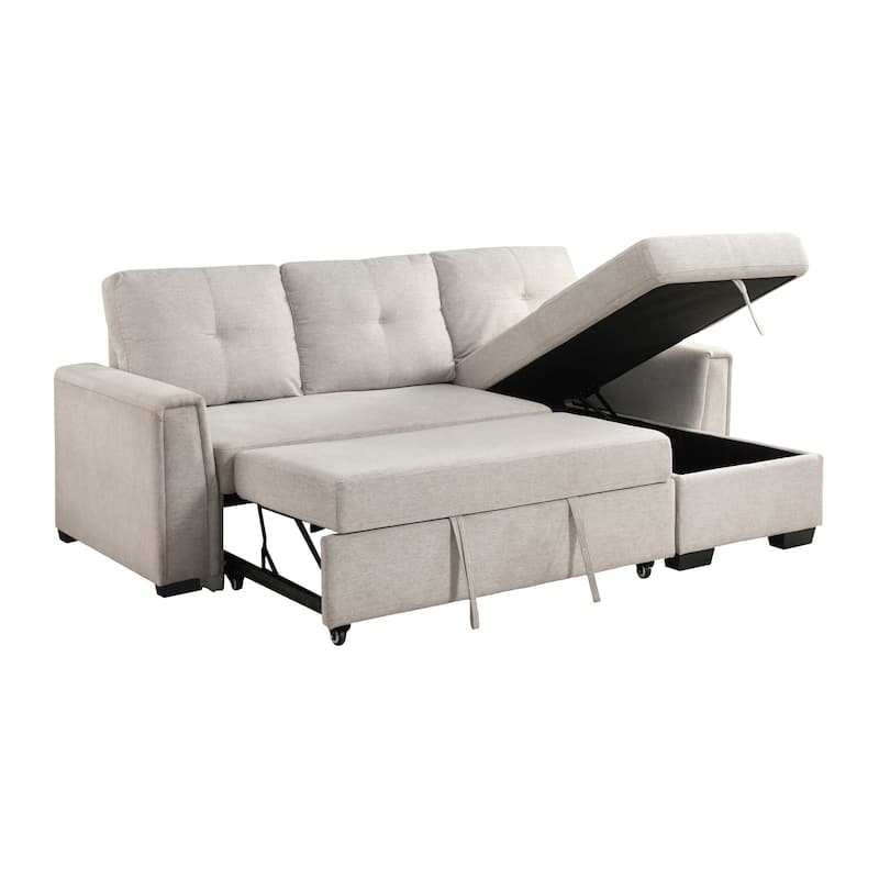 Darla 93" Textured 2-Piece Sectional Sofa with Chaise and Pull-out Bed