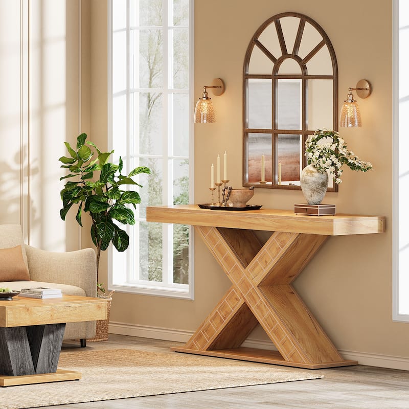 55 Inches Rustic Sofa Table for Entryway - 55.1" W x 13.7" D x 34.06" H