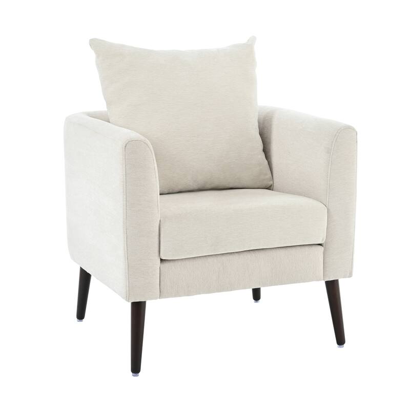 Modern 26.77" Upholstered Arm Chair with Solid Wood Legs and Waist Pillow