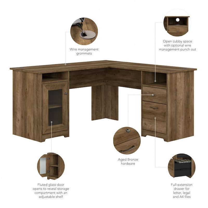 Cabot 60W L Shaped Computer Desk with Storage by Bush Furniture