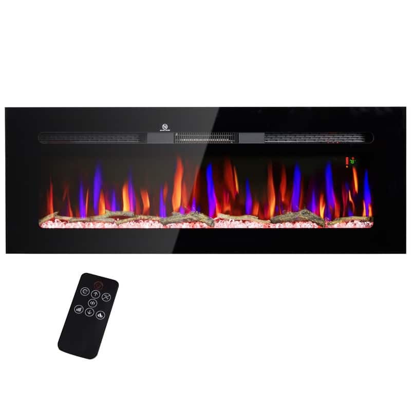 50" Electric Fireplace Heater with Remote, Adjustable Flame & Timer
