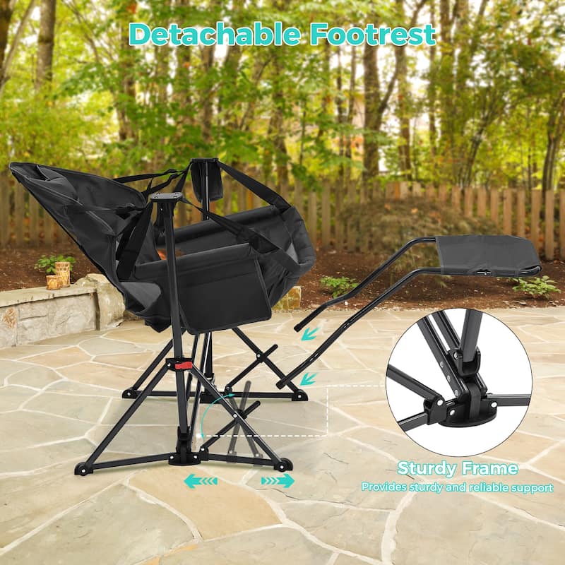 Hammock Camping Chair with Footrest, Outside Foldable Portable Rocking Chairs