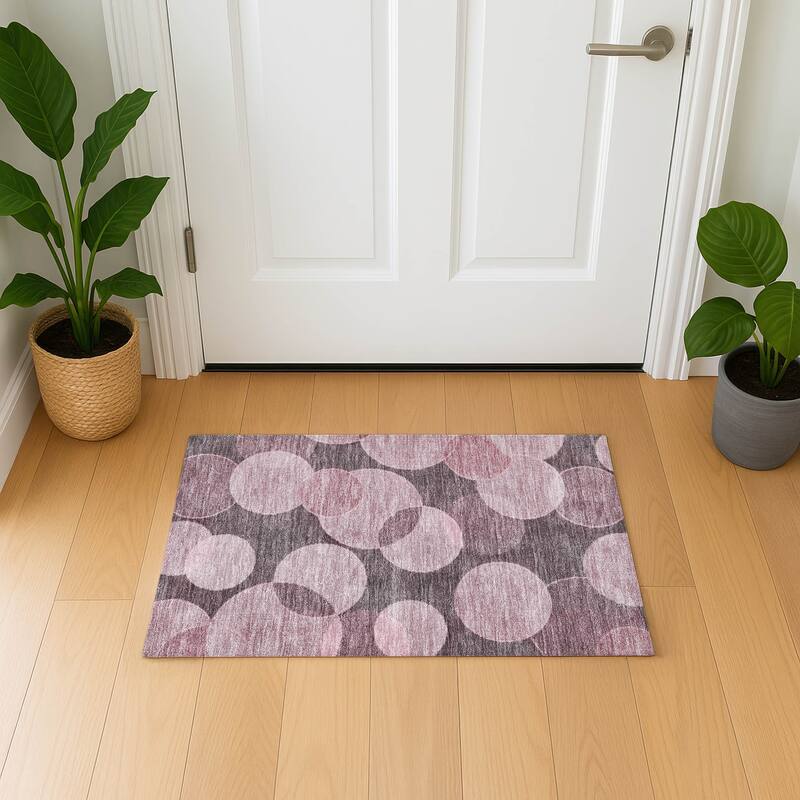Premium Washable Super Soft Contemporary Bubbles Mayfield Rug - Blush - 1'8" x 2'6"
