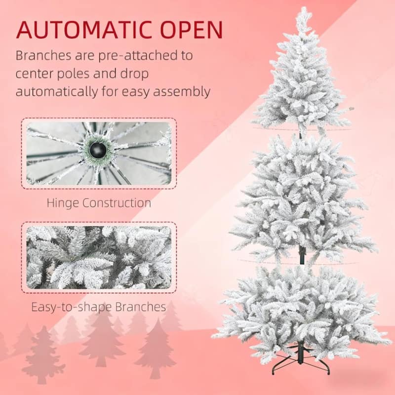 Snowy Artificial Christmas Tree with Easy Assembly-A Cozy Addition to Your Living Room Corner for Festive Season - Green