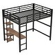preview thumbnail 5 of 12, Full Size Metal Loft Bed with Built-in Desk and Storage Shelves for Kids, Boys and girls, Bedroom