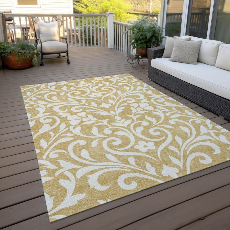 Machine Washable Indoor/ Outdoor Chantille Traditional Rug - Gold - 2'6" x 3'10"