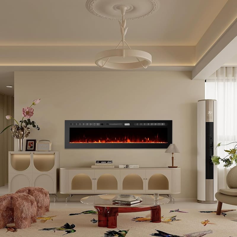 3D Flame Effect Electric Fireplace, Smart WiFi Alexa Voice Control, Recessed and Wall-Mounted