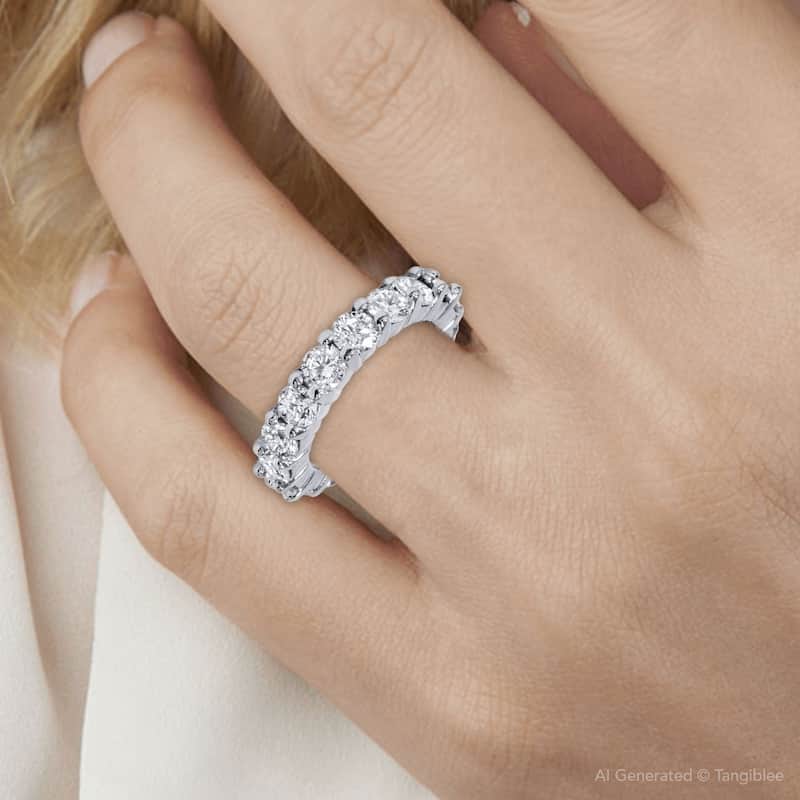 4Ct TW Round Diamond Platinum Eternity Ring Wedding Band Lab Grown