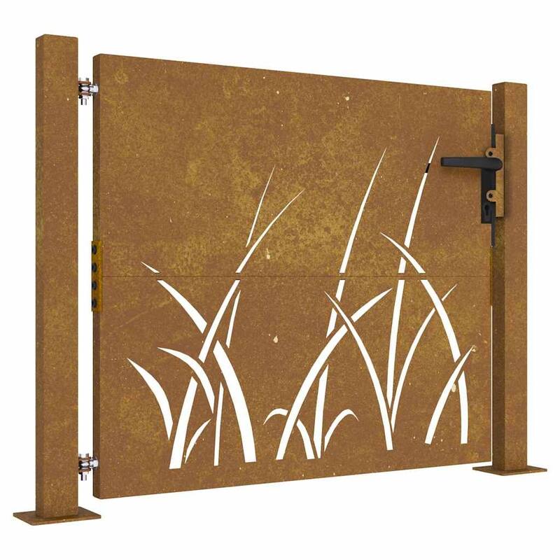 vidaXL Garden Gate 39.4x39.4" Corten Steel Grass Design - 43.3 x 41.3"