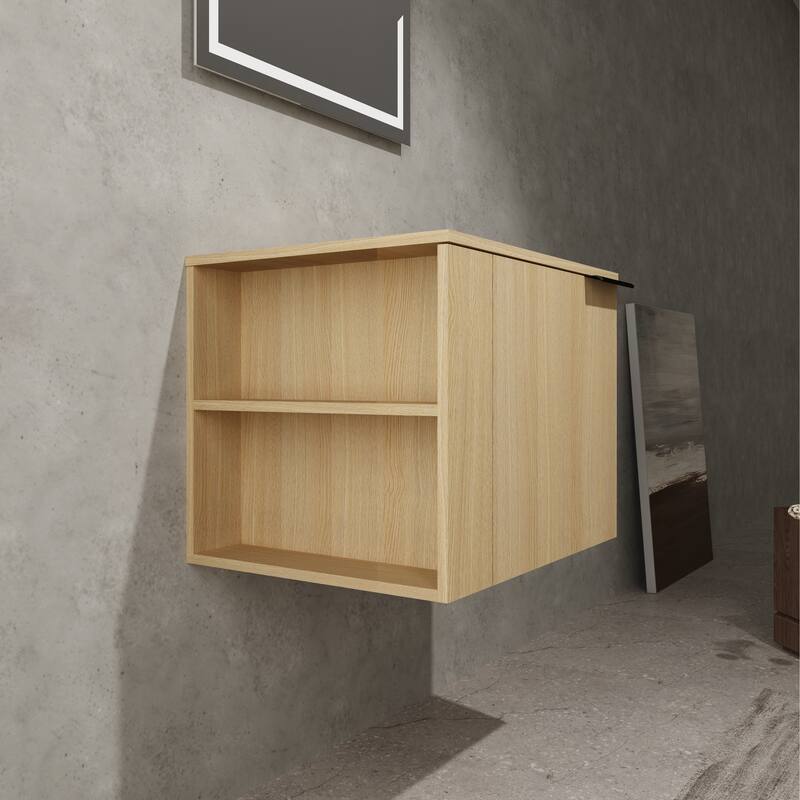 24" Oak Bathroom Vanity Cabinet with Generous Storage, Soft-Close Doors, and Easy Assembly (Sink Not Included)