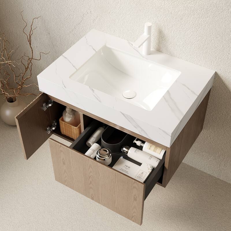Floating Storage Bathroom Vanity with 1 Pre-drilled Faucet Hole