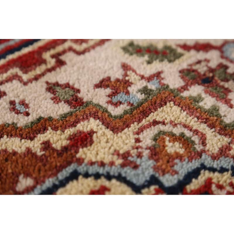 Ivory Heriz Serapi Indian Runner Rug Handmade Wool Carpet - 2'6" x 8'0"
