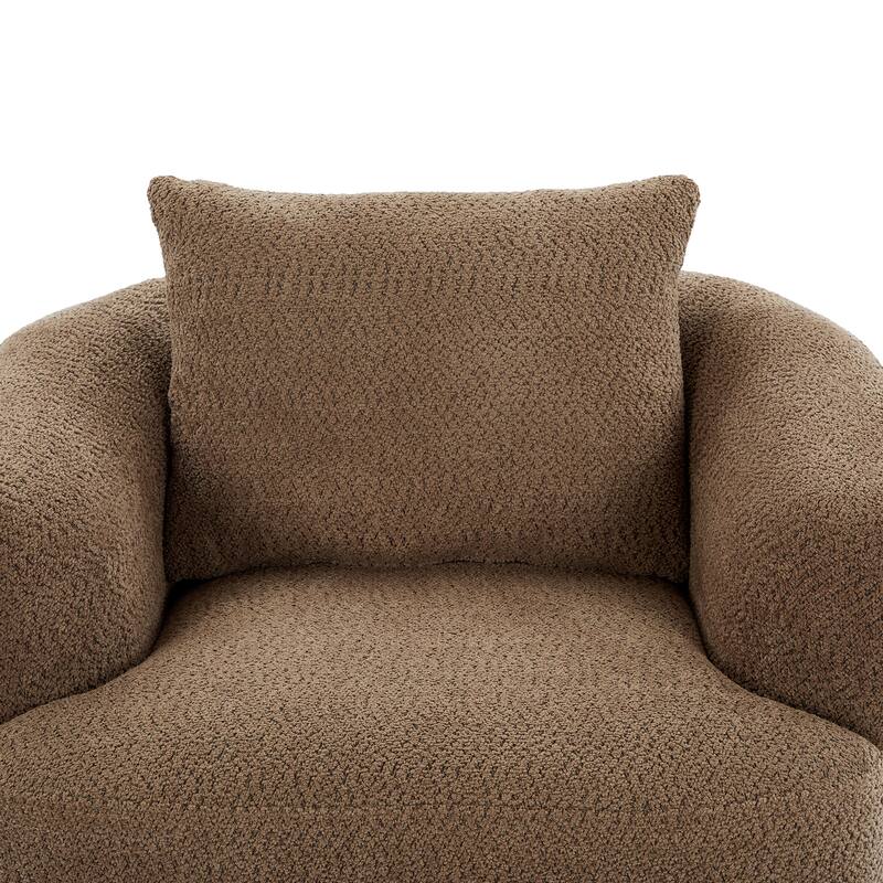Upholstered Swivel Barrel Sofa Chair with a Throw Pillow for Living Room