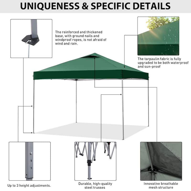 Ainfox 10 x 10 ft Pop-Up Party Canopy Tent Gazebo
