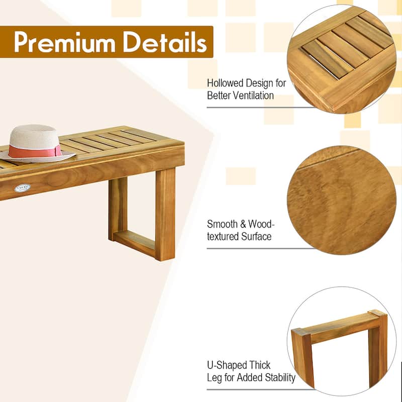 Costway 2Pcs 52'' Outdoor Dining Bench Chair Seat Slat Garden Balcony - See Description