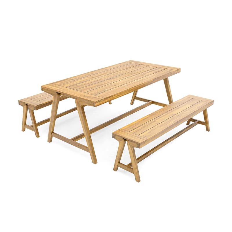 Lumina Outdoor Contemporary Acacia Wood 3-piece Picnic Dining Set by Christopher Knight Home - Teak Finish