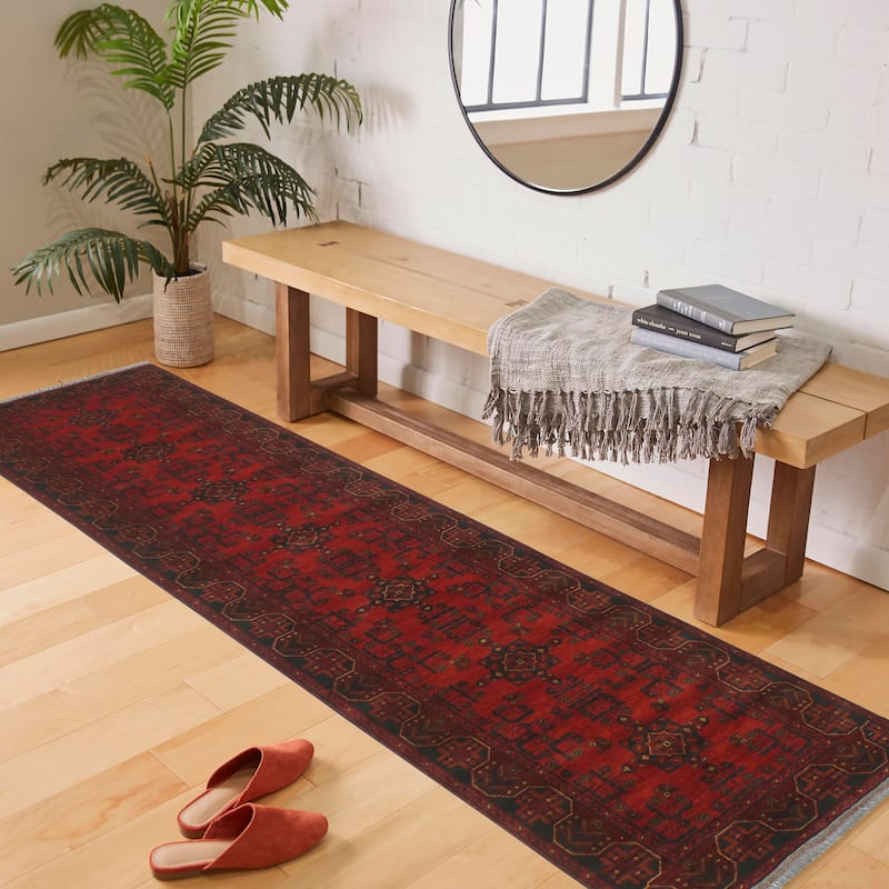 Rustic Biljik Khal Mohammadi Finley Red/Blue Runner - 2'7'' x 12'3''
