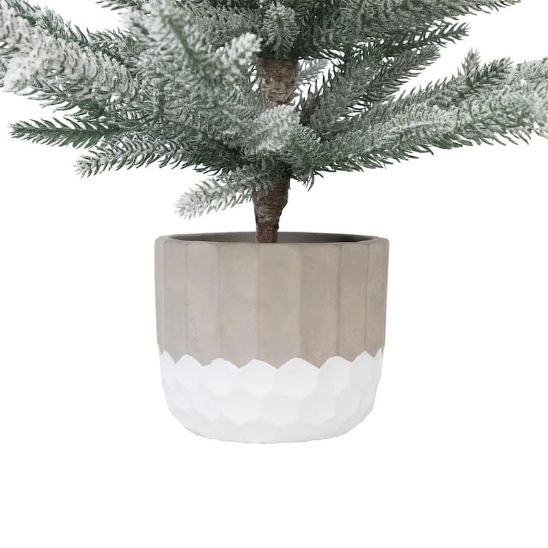 Flocked Potted Artificial Christmas Snowy Tree - 26" - Unlit - 2 Foot