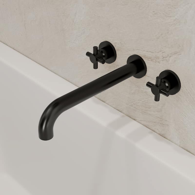 Double Handle Wall Mounted Tub Filler High Flow Tub Faucet Trim