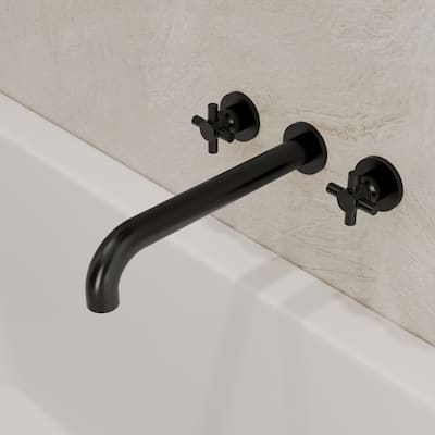 Double Handle Wall Mounted Tub Filler High Flow Tub Faucet Trim
