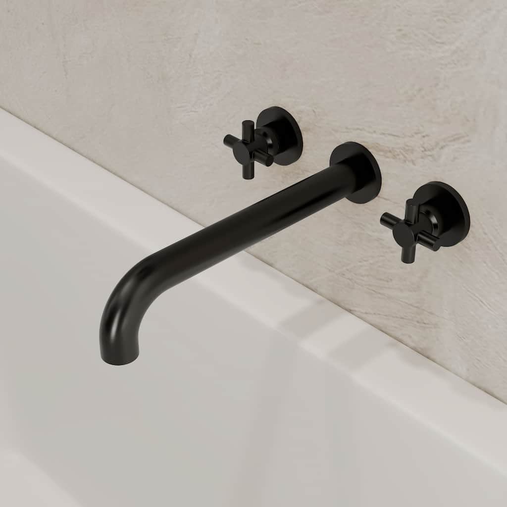 Double Handle Wall Mounted Tub Filler High Flow Tub Faucet Trim