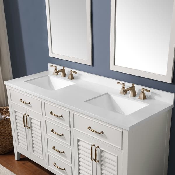 Martha Stewart Lakeside 60 In Vanity From Lily Pond Collection In White Picket Fence Finish Overstock 31606197