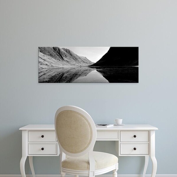 Easy Art Prints Panoramic Image 'Mountains in lake, Loch Achtriochtan, Glencoe, Highlands Region, Scotland' Canvas Art