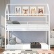 preview thumbnail 10 of 16, Twin Metal Bed Frame, Twin Over Twin Bunk Bed w/Ladder & Guardrail White - Twin