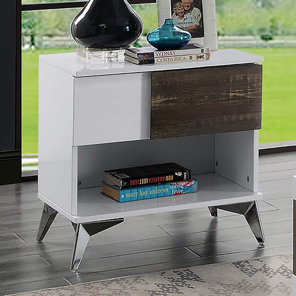 Lennette Contemporary White 22-inch Wood 1-Shelf Side Table by Furniture of America