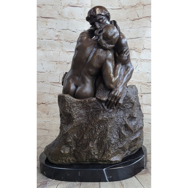 The Kiss By Auguste Rodin Bronze Statue Sculpture Romantic Figure Marble Base 16 Inches X 11 Inches