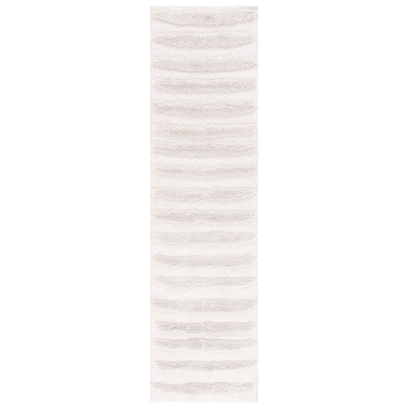 SAFAVIEH Hi-Lo Shag Agista Modern Stripe 1.6-inch Thick Rug - 2' 2" x 8' - Beige - Runner