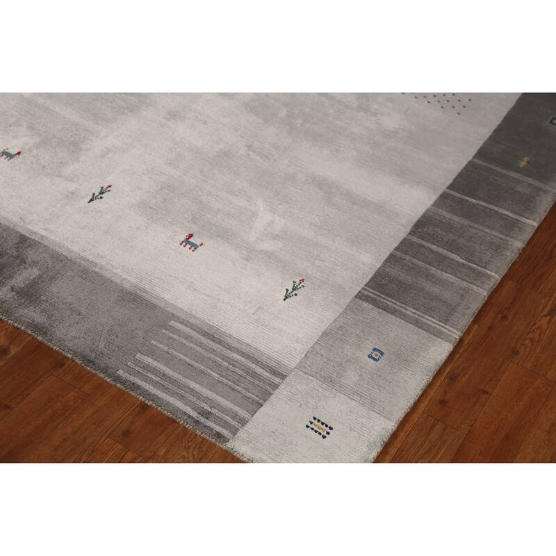 Little Animals Gabbeh Indian Area Rug Hand-Knotted Wool Carpet - 5'3" x 7'7"
