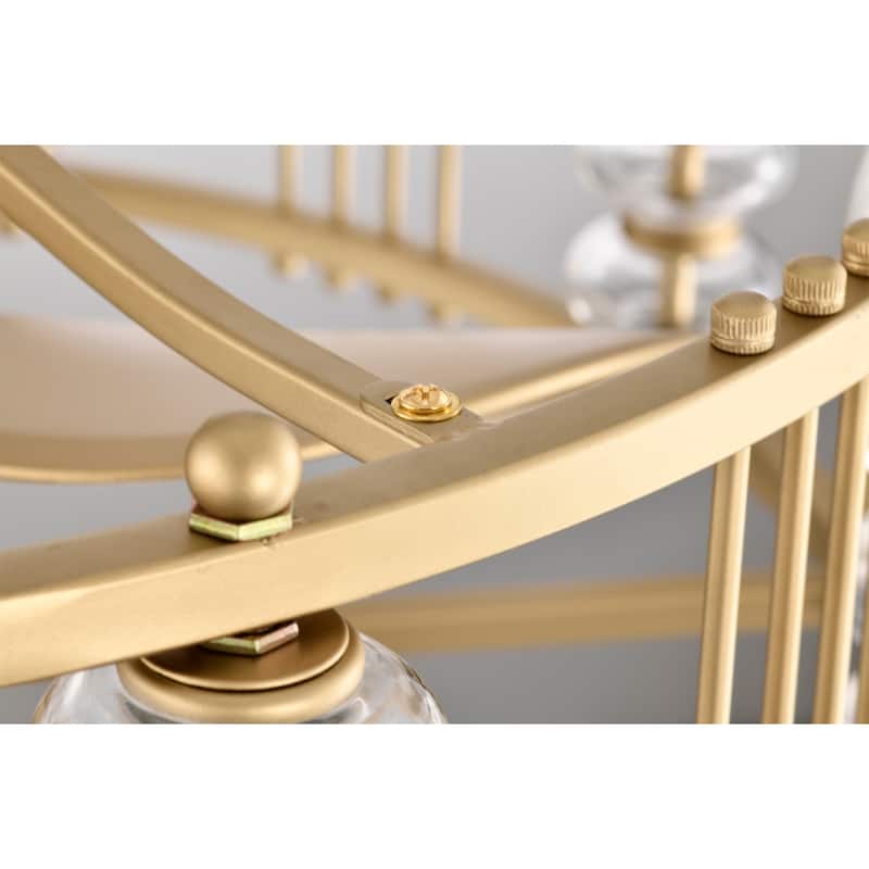 Randy 28 Inch Modern Matte Gold Clear Glass Fandelier with Remote