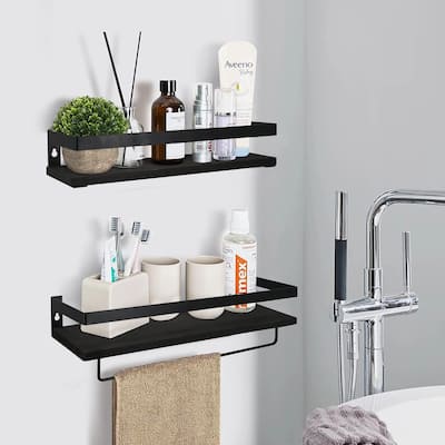 Floating Shelves with Towel Bar, Bathroom Shelves Over Toilet Set of 2