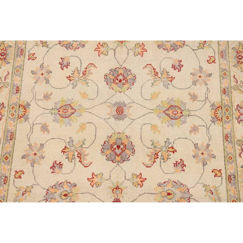 Transitional Floral Oushak Area Rug Hand-Knotted Wool Carpet - 4'11" x 7'8"