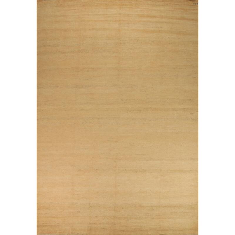 Modern Yellow Gabbeh Oriental Area Rug Handmade Wool Carpet - 8'11"x 13'9"