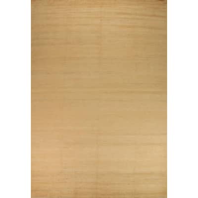 Modern Yellow Gabbeh Oriental Area Rug Handmade Wool Carpet - 8'11"x 13'9"