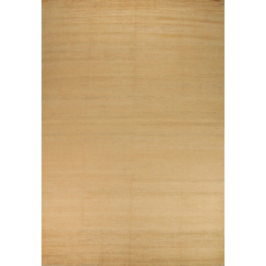 Modern Yellow Gabbeh Oriental Area Rug Handmade Wool Carpet - 8'11"x 13'9"