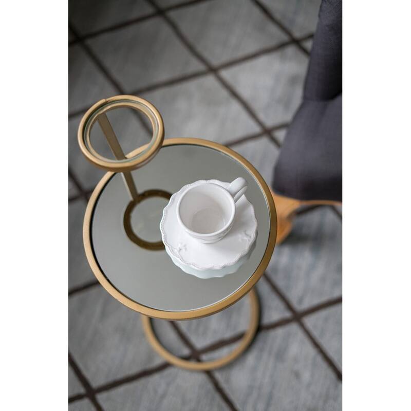 Round Two Tier Side Table - 28" - Gold