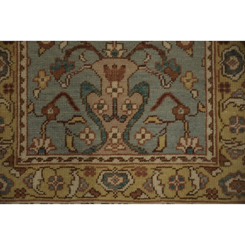 Hand Knotted Oriental 100% Wool Carpet Traditional Floral Navy Blue & Blues Ziegler Area Rug - 4' 0'' X 1' 11''