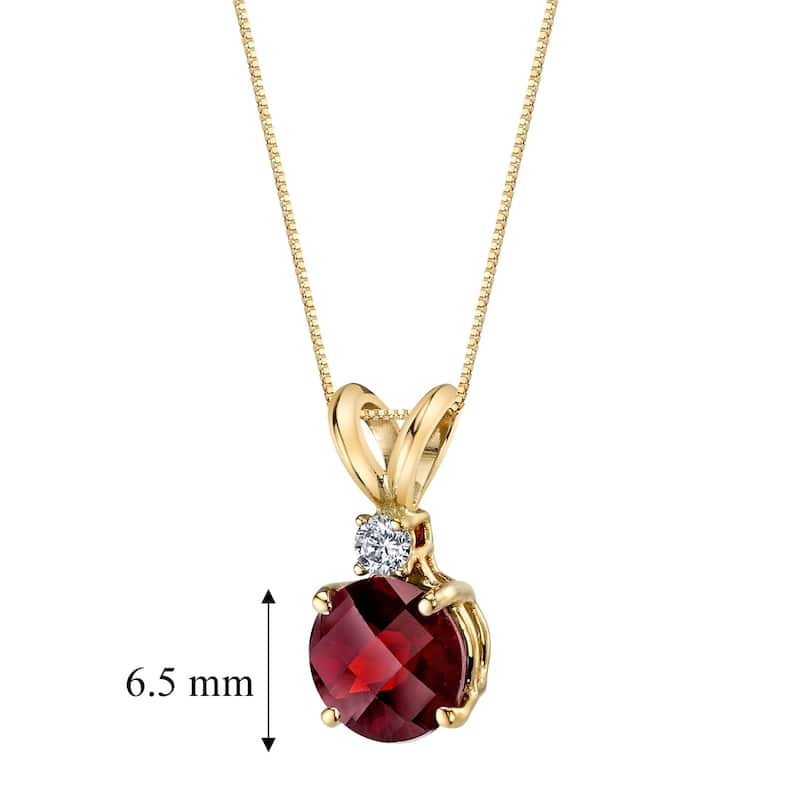 Oravo 14k Yellow Gold 1.50 ct Round Cut Garnet Diamond Pendant