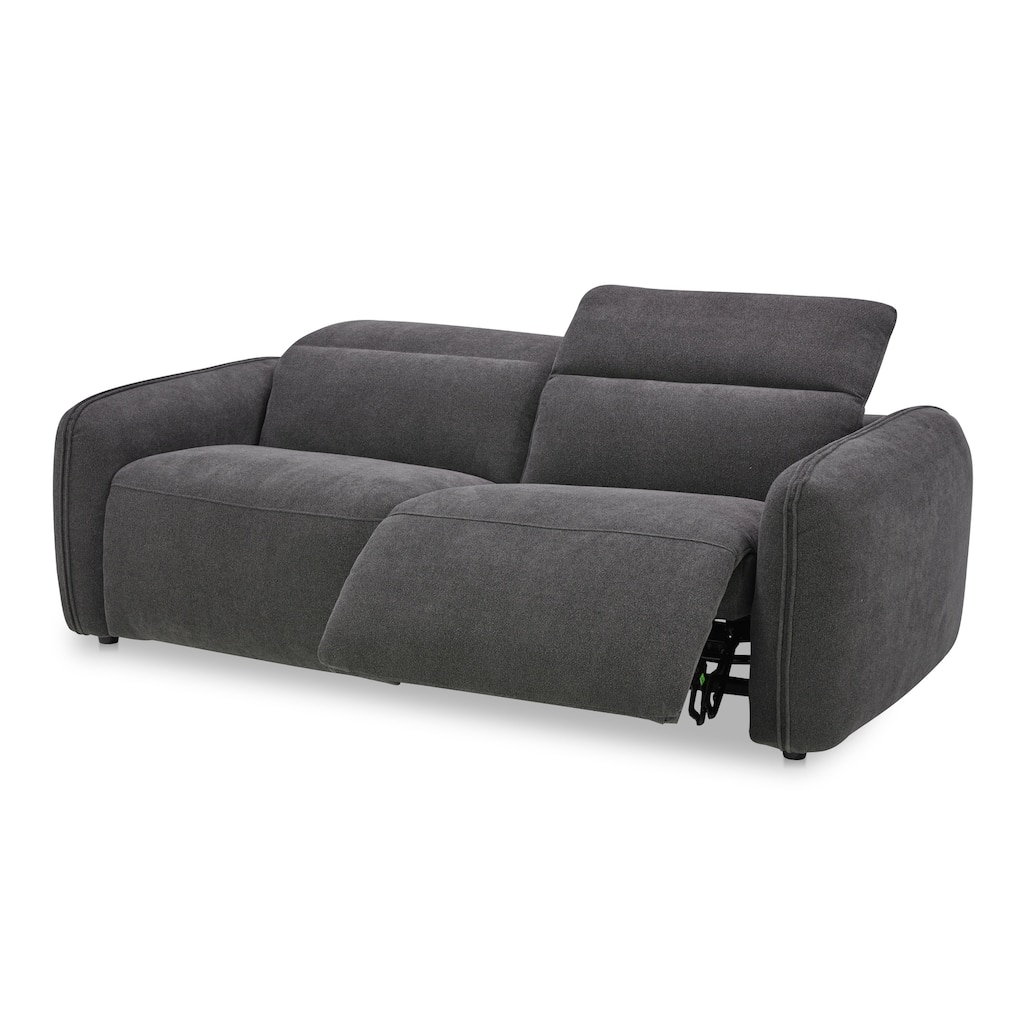 NADAAL STUDIOS Yarrow, Power Recliner Sofa Solid Wood Frame with Upholstery Fabric, Charcoal Grey - Seats 3