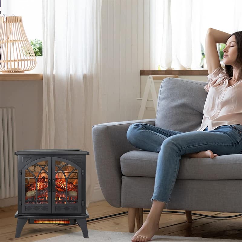 24" Electric Fireplace Stove, Portable Space Heater, Remote Control - 24inch
